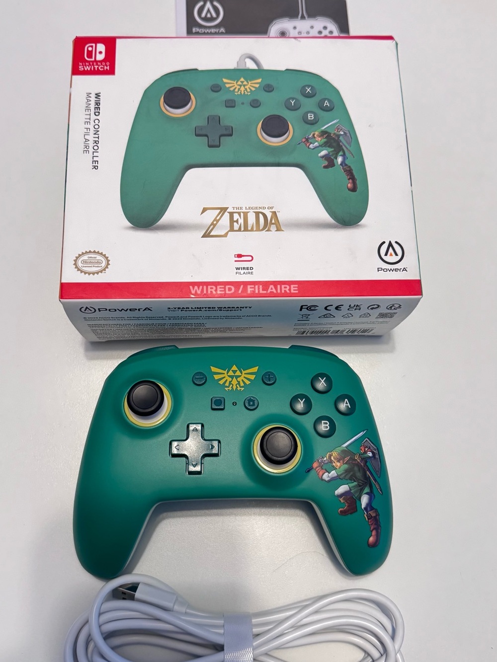 New - Zelda Wired Controller for Nintendo Switch - Teal Green